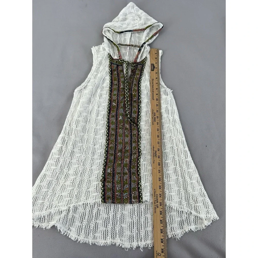 Free People Hooded Tunic‎ Crochet Textured Beach/Coastal/Cowgirl/Boho  Small